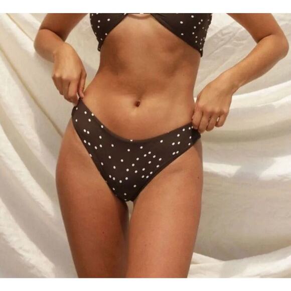 Free People Stone Fox Swim Roca Bikini Bottom Size S Terra Dot Brown Surf Beach - Picture 1 of 13